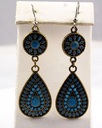 Vintage turquoise enamel exotic earrings