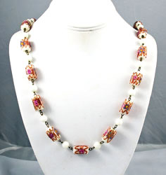 Venetian Murano Wedding Cake Glass Bead Necklace