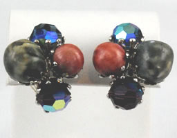 Vintage Vogue Beaded Clip On Earrings