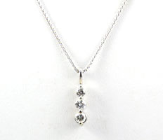 Estate White Gold three diamond necklace chain