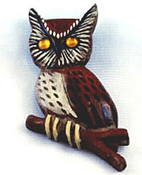 Vintage Handcrafted Wood Owl Pendant