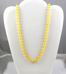 Vintage Yellow Jade Beaded Necklace 14k gold clasp