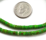 Green gaspeite heishi strand beads