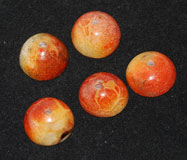 Apple coral hemisphere beads