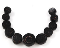 Black Coral Graduated Round Disk Beads