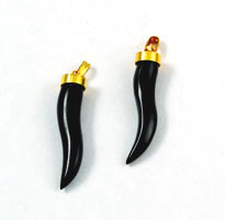 Pair of Vintage black horn pendants lucky amulets