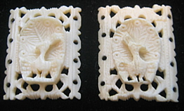 Vintage bone pendant set carved birds