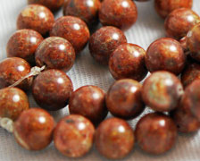 Vintage brown fossil gemstone beads