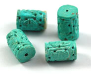 Vintage carved Chinese Barrel Beads