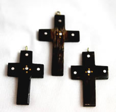 Vintage black horn crosses with silver inlay