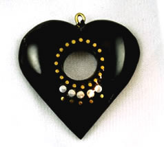 Vintage horn inlaid hearts