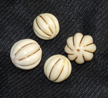 Vintage Ivory and Gold Fluted Melon Beads