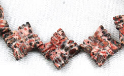 Vintage Red Leopard Skin Jasper Carved Pinwheel beads