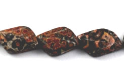 Red Leopard skin jasper carved leaf beads