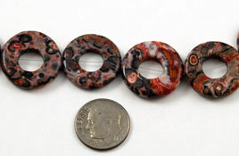 Leopard Skin Jasper (red) Donut Beads