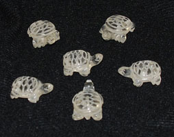 Vintage carved rock quartz crystal turtle beads