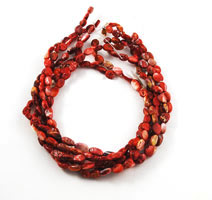 Red spiny oyster shell oval beads