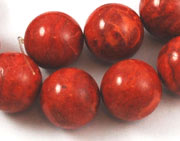 Vintage red sponge coral round beads