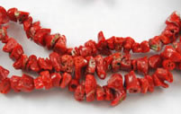 Vintage natural red coral chip strands