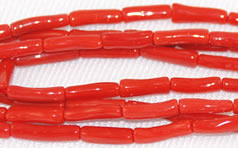 Natural red coral tube beads