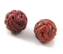 Chinese Carved Rhodonite Beads