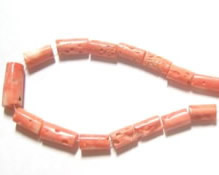 Pink coral tube beads