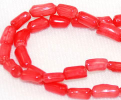 Dark Pink Coral Tube Beads