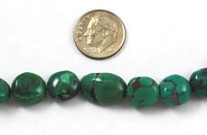 Vintage green turquoise oval nugget beads