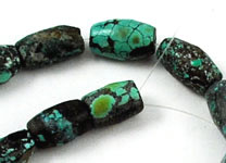 Vintage genuine turquoise barrel beads natural