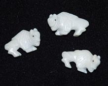 white quartz carved bison buffalo beads